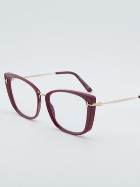 Tom Ford FT5816-B 074 Eyeglasses Fuchsia 53mm Cat Eye Frame, Blue Light Block